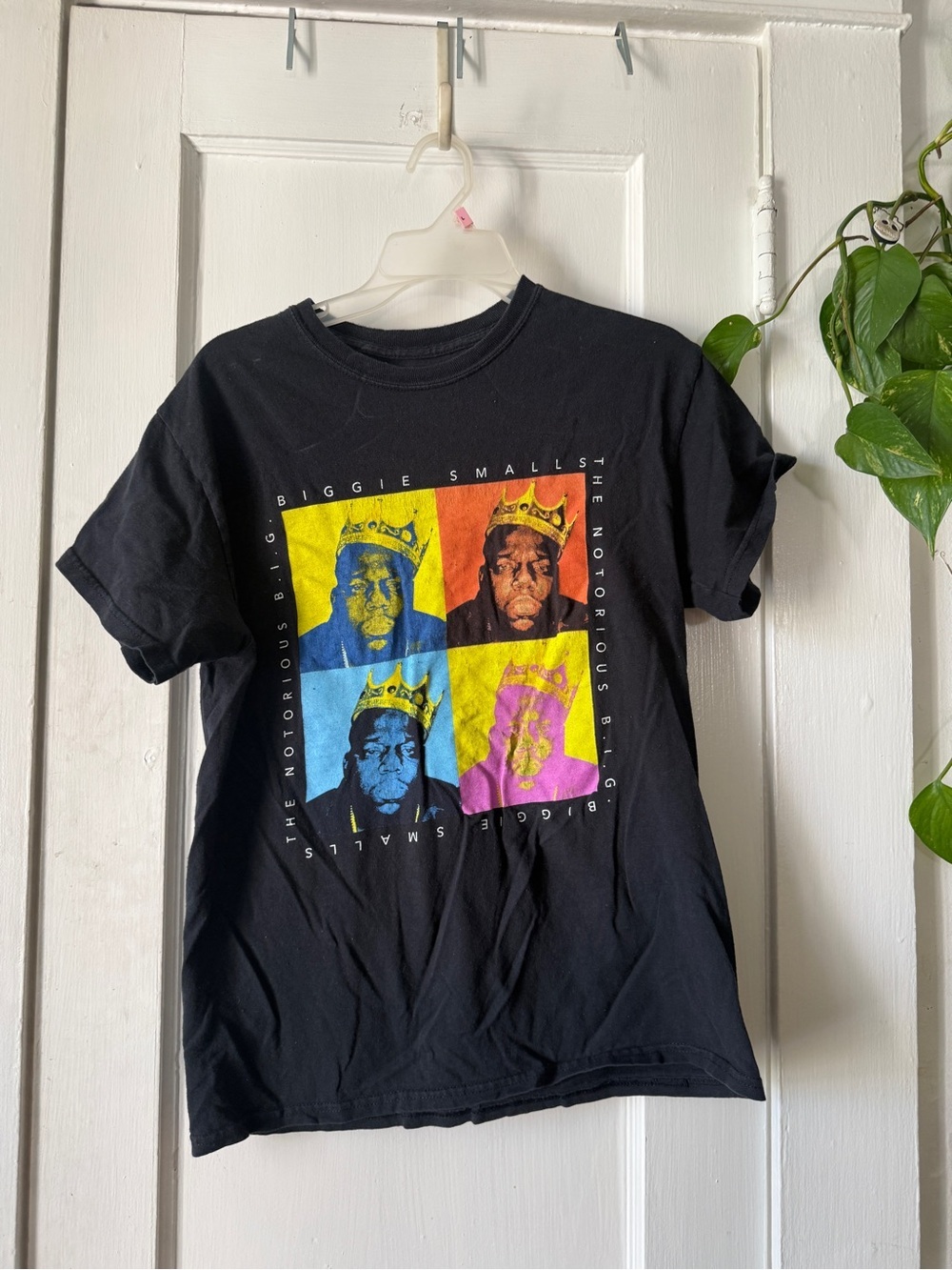 Black Graphic Men’s T‑Shirt with Color Block Notorious B.I.G. Print